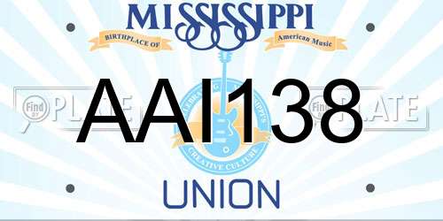 AAI138 Mississippi License Plate