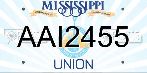 AAI2455 Mississippi License Plate