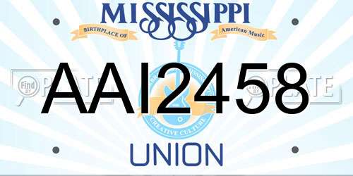 AAI2458 Mississippi License Plate