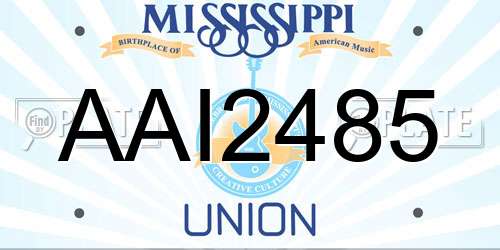 AAI2485 Mississippi License Plate