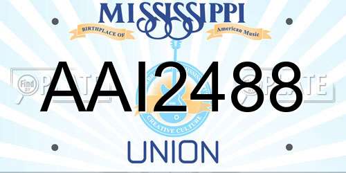 AAI2488 Mississippi License Plate