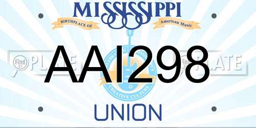 AAI298 Mississippi License Plate