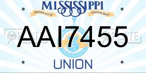 AAI7455 Mississippi License Plate