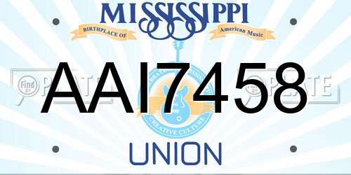 AAI7458 Mississippi License Plate