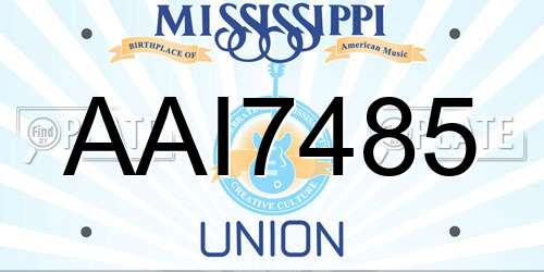 AAI7485 Mississippi License Plate