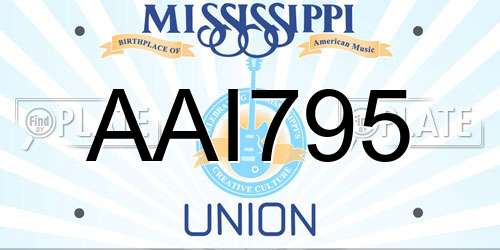 AAI795 Mississippi License Plate