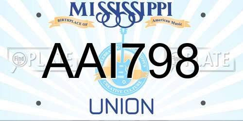 AAI798 Mississippi License Plate