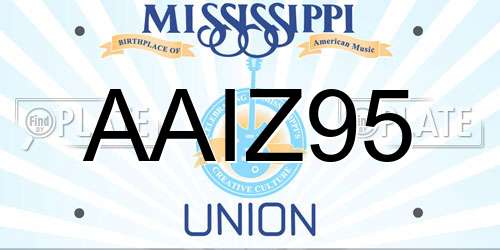 AAIZ95 Mississippi License Plate