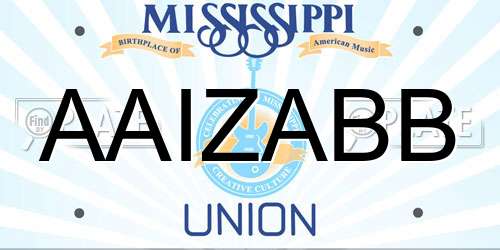 AAIZABB Mississippi License Plate