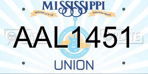 AAL1451 Mississippi License Plate