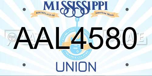 AAL4580 Mississippi License Plate