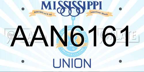 AAN6161 Mississippi License Plate