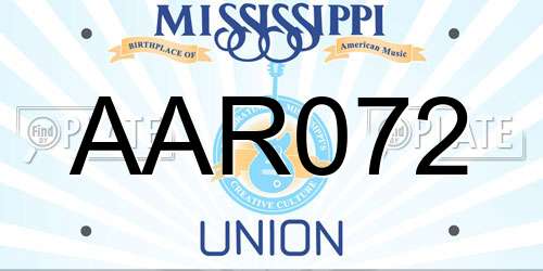 AAR072 Mississippi License Plate