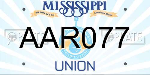 AAR077 Mississippi License Plate