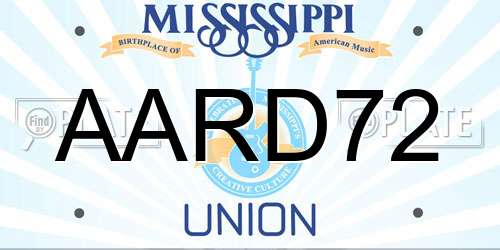 AARD72 Mississippi License Plate
