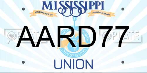 AARD77 Mississippi License Plate