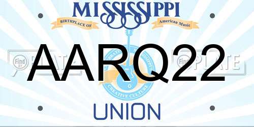 AARQ22 Mississippi License Plate
