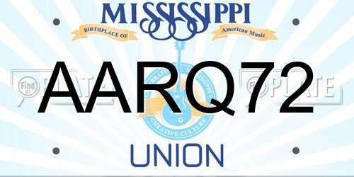 AARQ72 Mississippi License Plate