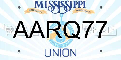 AARQ77 Mississippi License Plate