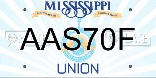 AAS70F Mississippi License Plate