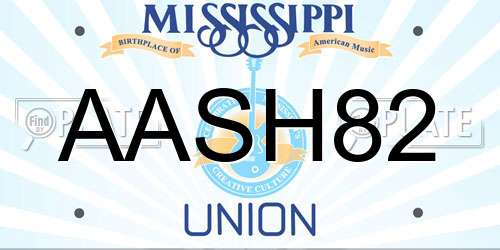AASH82 Mississippi License Plate