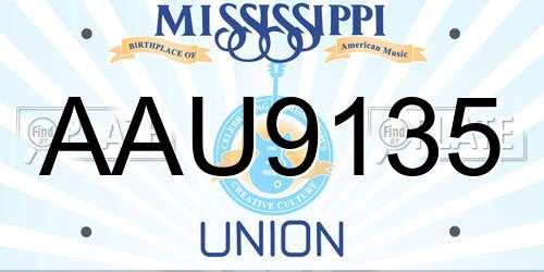 AAU9135 Mississippi License Plate
