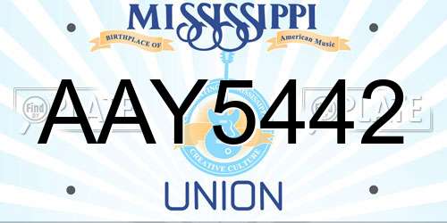 AAY5442 Mississippi License Plate