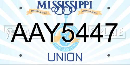 AAY5447 Mississippi License Plate