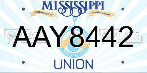 AAY8442 Mississippi License Plate