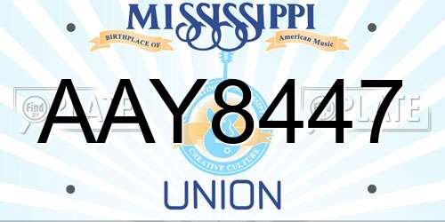 AAY8447 Mississippi License Plate