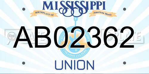 AB02362 Mississippi License Plate