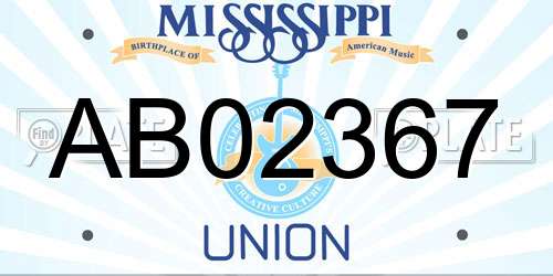 AB02367 Mississippi License Plate