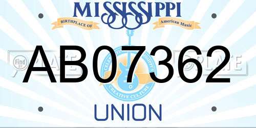 AB07362 Mississippi License Plate