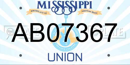 AB07367 Mississippi License Plate