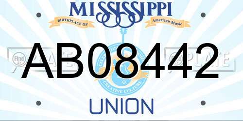 AB08442 Mississippi License Plate