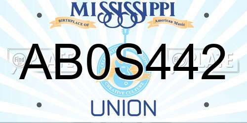 AB0S442 Mississippi License Plate
