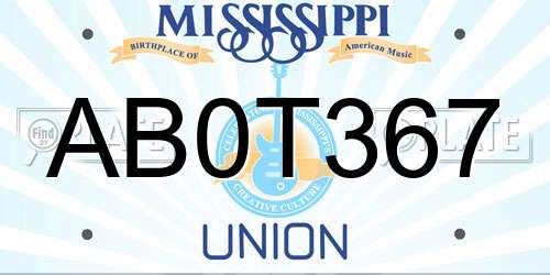 AB0T367 Mississippi License Plate