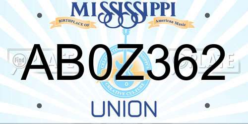 AB0Z362 Mississippi License Plate