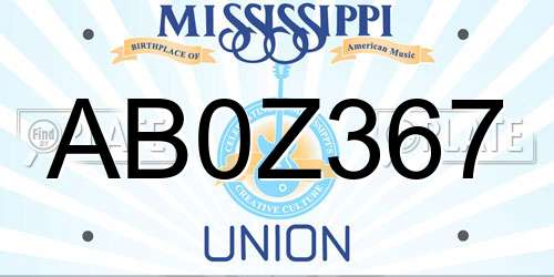 AB0Z367 Mississippi License Plate