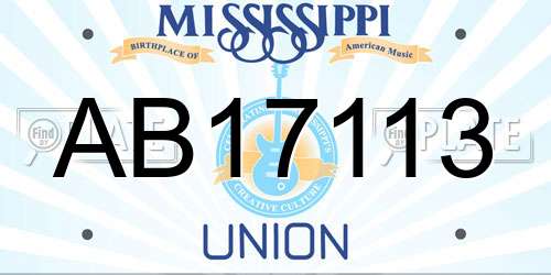 AB17113 Mississippi License Plate