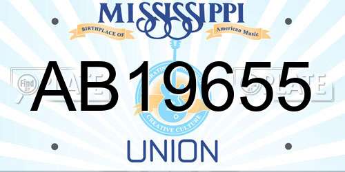 AB19655 Mississippi License Plate