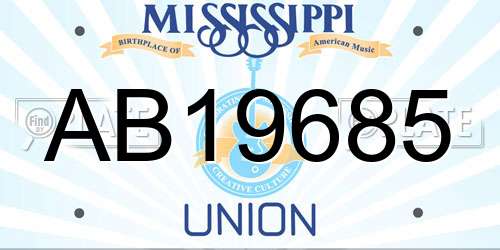 AB19685 Mississippi License Plate