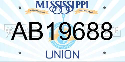 AB19688 Mississippi License Plate