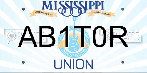AB1T0R Mississippi License Plate