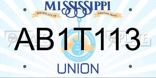 AB1T113 Mississippi License Plate