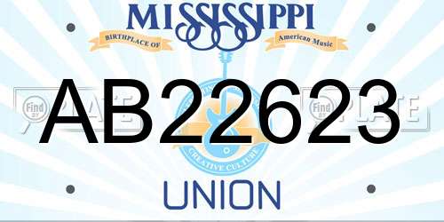 AB22623 Mississippi License Plate