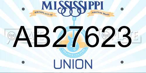 AB27623 Mississippi License Plate