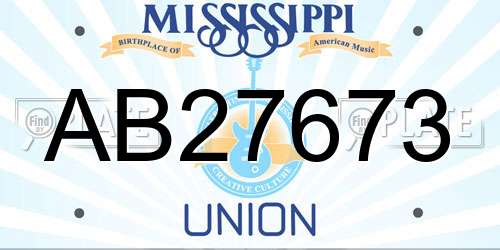 AB27673 Mississippi License Plate