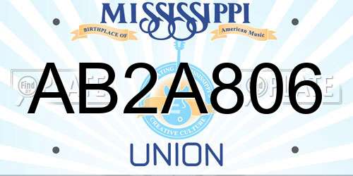 AB2A806 Mississippi License Plate