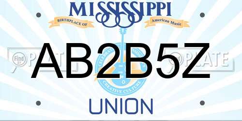 AB2B5Z Mississippi License Plate